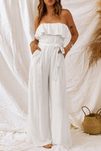Load image into Gallery viewer, Tie-Waist Ruffled Strapless Wide Leg Jumpsuit
