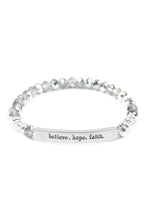 Load image into Gallery viewer, &quot;Believe, Hope, Faith&quot; 6mm Glass Beads Stretch Bracelet
