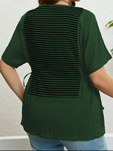 Load image into Gallery viewer, Plus Size Striped Drawstring Slit Top
