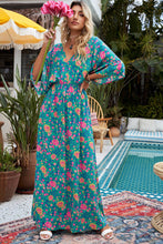 Load image into Gallery viewer, Floral Three-Quarter Sleeve V-Neck Dress

