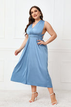 Load image into Gallery viewer, Plus Size Tied Surplice Sleeveless Midi Dress

