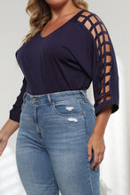 Load image into Gallery viewer, Plus Size Cutout Three-Quarter Sleeve Blouse
