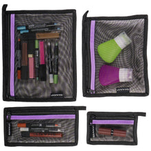 Load image into Gallery viewer, 4-in-1 Mesh Travel Toiletry and Makeup Bag Set

