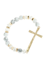 Load image into Gallery viewer, Mix Beads Hammered Cross Bracelet

