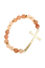 Load image into Gallery viewer, Mix Beads Hammered Cross Bracelet
