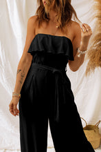 Load image into Gallery viewer, Tie-Waist Ruffled Strapless Wide Leg Jumpsuit
