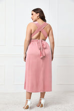 Load image into Gallery viewer, Plus Size Tied Surplice Sleeveless Midi Dress
