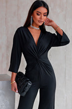 Load image into Gallery viewer, Twisted Plunge Three-Quarter Sleeve Jumpsuit
