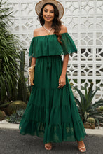 Load image into Gallery viewer, Swiss Dot Off-Shoulder Tiered Maxi Dress
