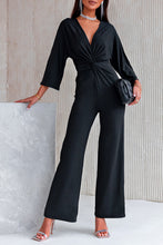 Load image into Gallery viewer, Twisted Plunge Three-Quarter Sleeve Jumpsuit
