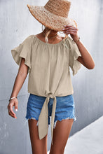 Load image into Gallery viewer, Flutter Sleeve Tie-Front Blouse
