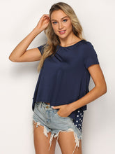 Load image into Gallery viewer, Polka Dot Ruffled Round Neck Top
