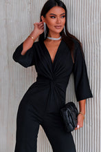 Load image into Gallery viewer, Twisted Plunge Three-Quarter Sleeve Jumpsuit
