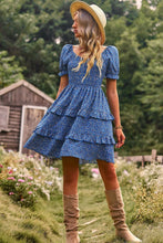 Load image into Gallery viewer, Smocked Sweetheart Neck Flounce Sleeve Mini Dress
