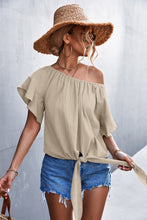Load image into Gallery viewer, Flutter Sleeve Tie-Front Blouse
