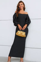 Load image into Gallery viewer, Off-Shoulder Bubble Sleeve Slit Dress
