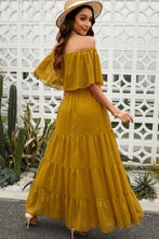 Load image into Gallery viewer, Swiss Dot Off-Shoulder Tiered Maxi Dress
