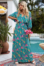 Load image into Gallery viewer, Floral Three-Quarter Sleeve V-Neck Dress
