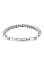 Load image into Gallery viewer, &quot;Believe, Hope, Faith&quot; 6mm Glass Beads Stretch Bracelet
