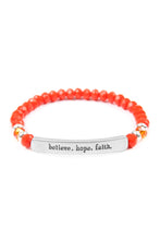 Load image into Gallery viewer, &quot;Believe, Hope, Faith&quot; 6mm Glass Beads Stretch Bracelet
