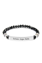 Load image into Gallery viewer, &quot;Believe, Hope, Faith&quot; 6mm Glass Beads Stretch Bracelet
