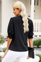 Load image into Gallery viewer, Notched Neck Puff Sleeve Blouse
