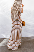 Load image into Gallery viewer, Striped Tie Waist Slit Sleeveless Dress
