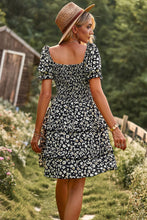 Load image into Gallery viewer, Smocked Sweetheart Neck Flounce Sleeve Mini Dress
