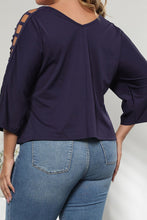 Load image into Gallery viewer, Plus Size Cutout Three-Quarter Sleeve Blouse
