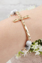 Load image into Gallery viewer, Mix Beads Hammered Cross Bracelet
