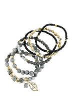 Load image into Gallery viewer, Natural Stone Mixed Beads Leaf Charm Bracelet
