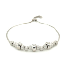 Load image into Gallery viewer, Adjustable Matte and Textured Bead Bracelet in Sterling Silver
