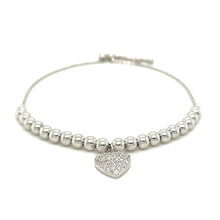 Load image into Gallery viewer, Adjustable Bead Bracelet with Round Charm and Cubic Zirconias in Sterling Silver
