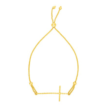 Load image into Gallery viewer, Adjustable Bracelet with Textured Cross in 14k Yellow Gold
