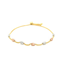 Load image into Gallery viewer, 14k Tri-Color Gold Textured Oval Station Lariat Style Bracelet
