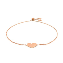 Load image into Gallery viewer, 14k Rose Gold Adjustable Heart Bracelet
