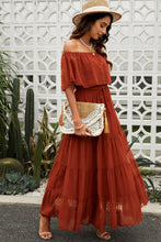 Load image into Gallery viewer, Swiss Dot Off-Shoulder Tiered Maxi Dress
