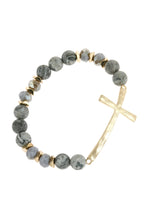 Load image into Gallery viewer, Mix Beads Hammered Cross Bracelet
