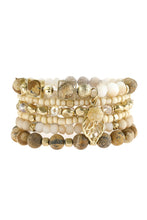 Load image into Gallery viewer, Natural Stone Mixed Beads Leaf Charm Bracelet
