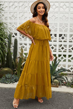 Load image into Gallery viewer, Swiss Dot Off-Shoulder Tiered Maxi Dress
