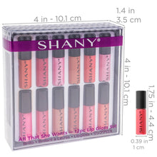 Load image into Gallery viewer, All That She Wants - Set of 12 Mini Lip Glosses with Matte, Pearl, and Shimmer Finishes
