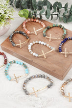 Load image into Gallery viewer, Mix Beads Hammered Cross Bracelet
