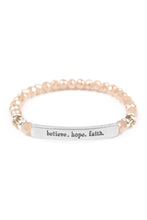 Load image into Gallery viewer, &quot;Believe, Hope, Faith&quot; 6mm Glass Beads Stretch Bracelet
