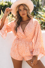 Load image into Gallery viewer, Printed Flare Sleeve Surplice Romper
