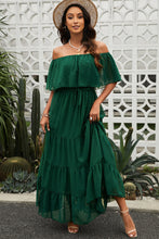 Load image into Gallery viewer, Swiss Dot Off-Shoulder Tiered Maxi Dress
