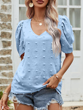 Load image into Gallery viewer, Swiss Dot Short Puff Sleeve Top
