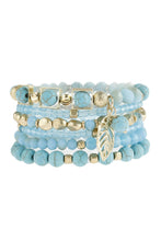 Load image into Gallery viewer, Natural Stone Mixed Beads Leaf Charm Bracelet
