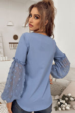Load image into Gallery viewer, Swiss Dot Balloon Sleeve V-Neck Blouse

