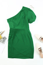 Load image into Gallery viewer, Tied One-Shoulder Puff Sleeve Dress
