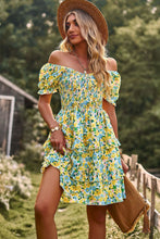 Load image into Gallery viewer, Smocked Sweetheart Neck Flounce Sleeve Mini Dress
